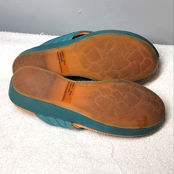 Kork Ease Madison Wedge Flip Flop Sandal Womens Size 8 Teal Leather - Picture 7 of 7